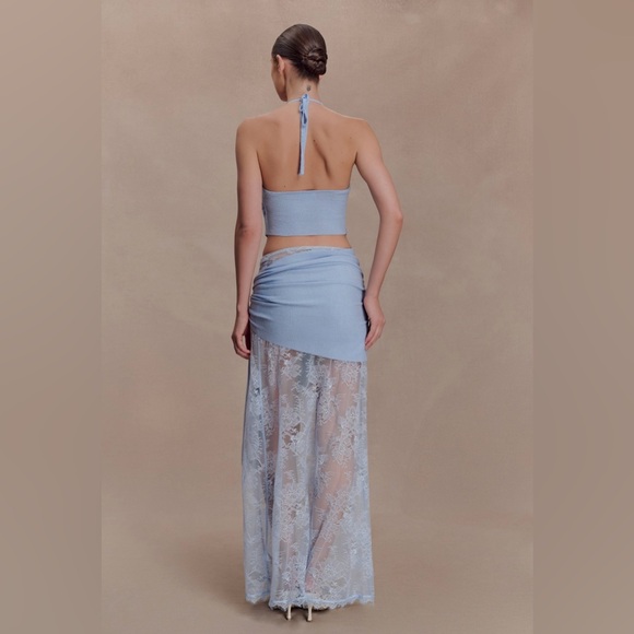 Meshki Light Blue Lucy Lace Maxi Skirt & Knit Halter - Cornflower Blue - Picture 2 of 5